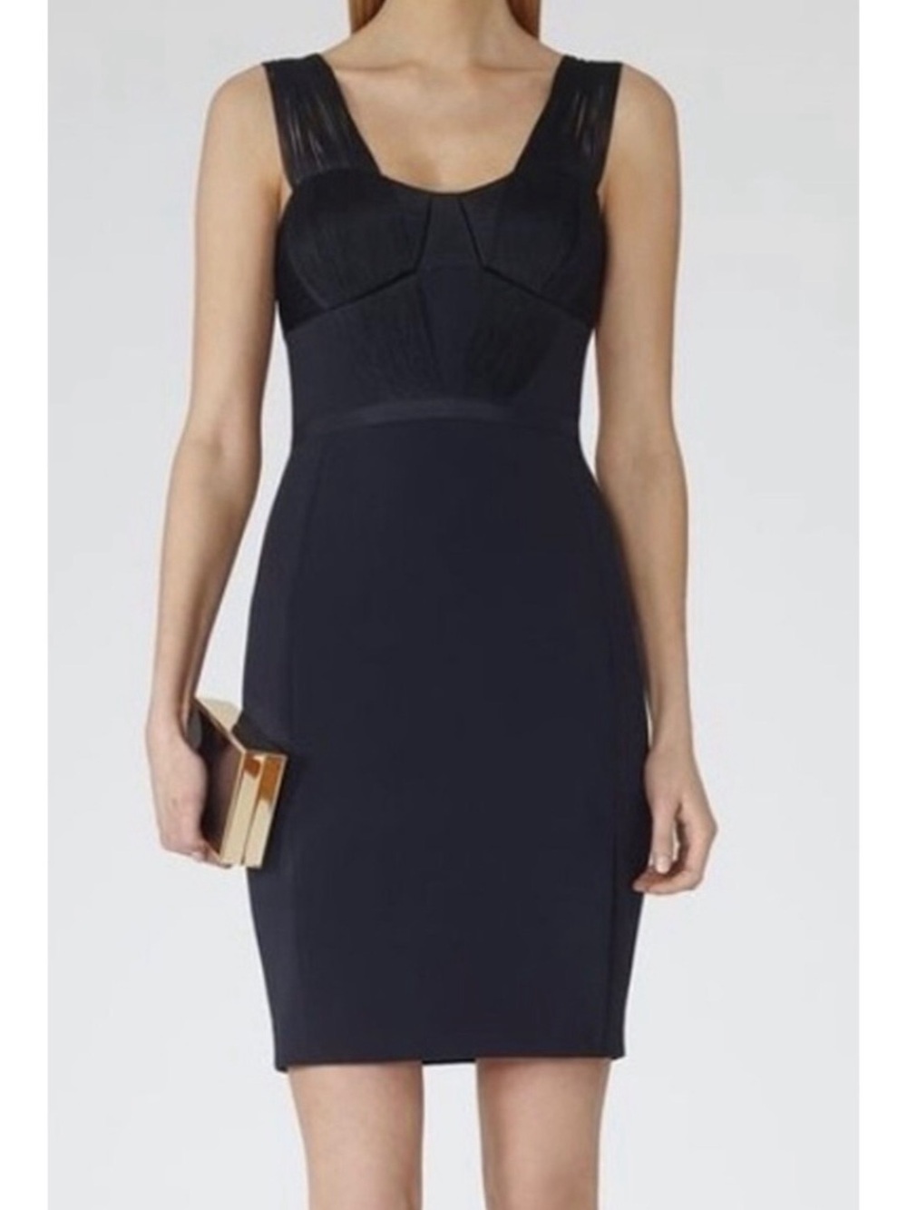 Reiss Navy Blue Federica Strappy Bodycon Dress Size 4 Cocktail